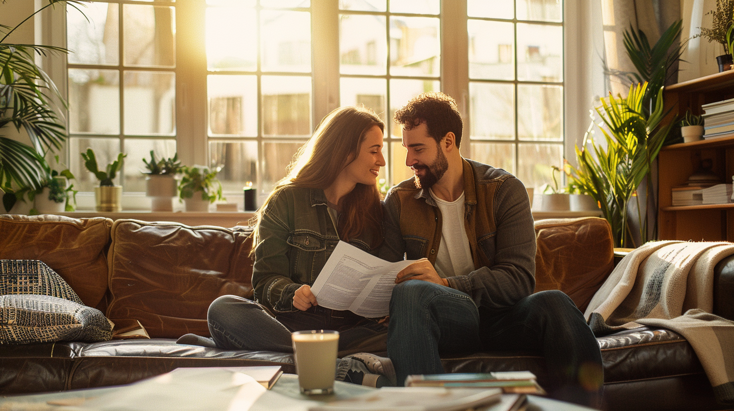 Reviewing offer details with agent