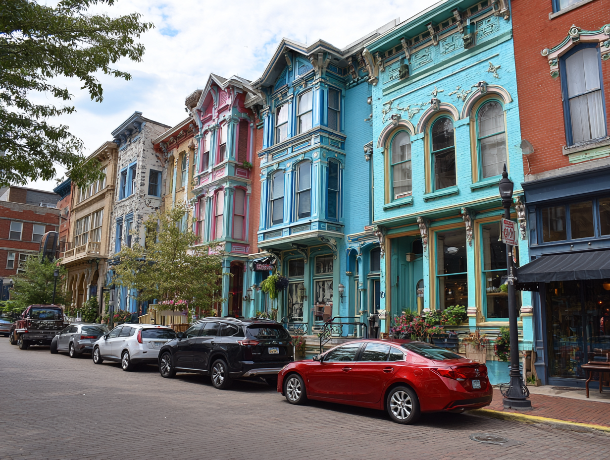 Aerial view of Northern Kentucky neighborhoods along the Ohio River