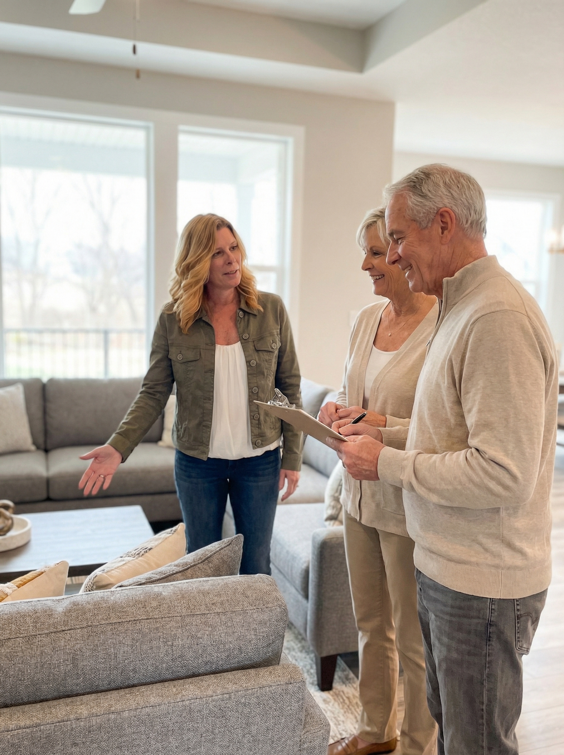 Agent meeting with homeowner at kitchen table to discuss selling goals