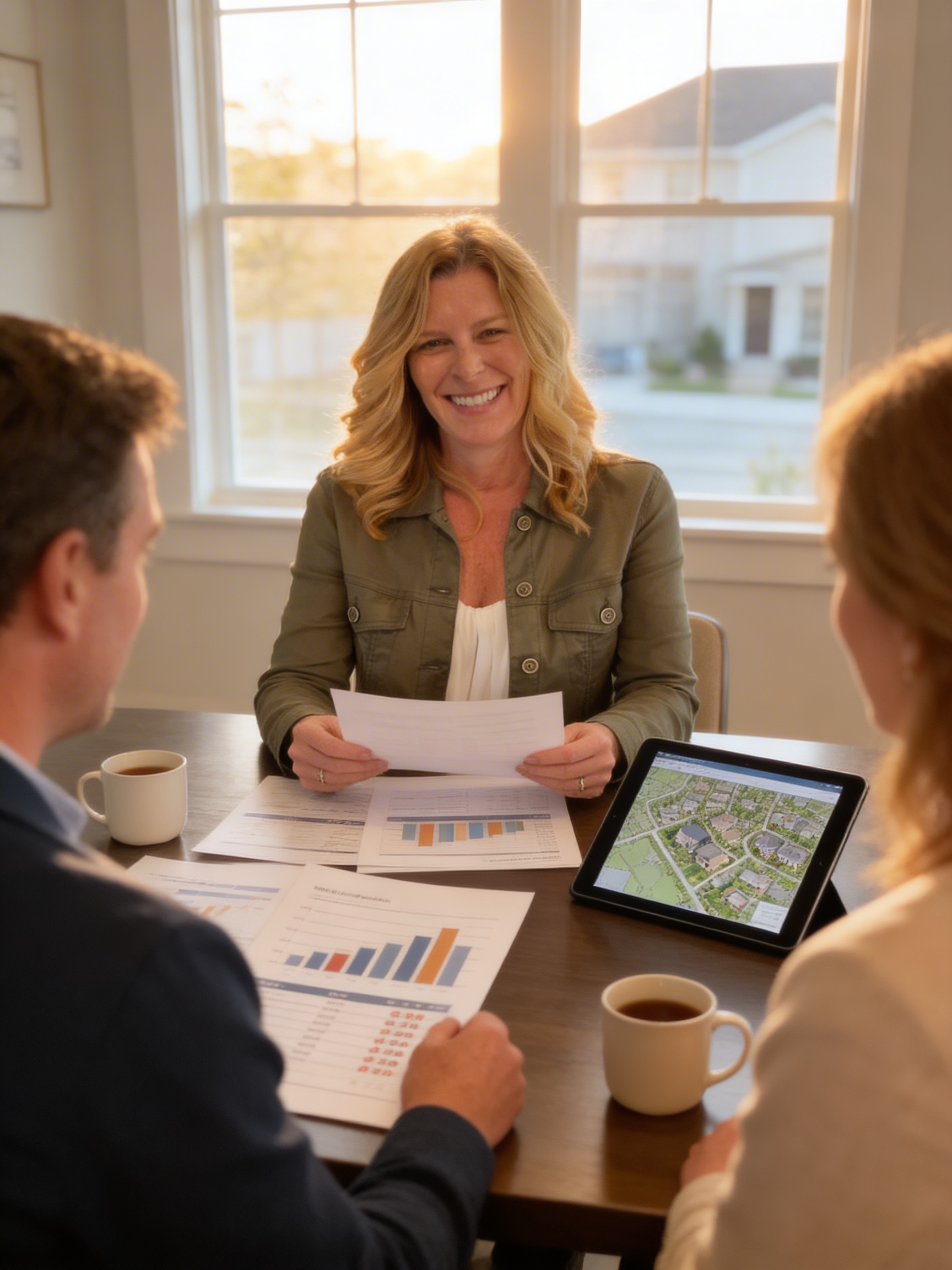 Agent presenting market analysis data to homeowner